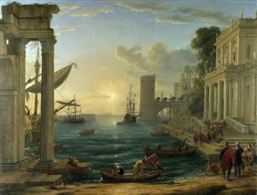 Claude Lorrain Painting - Seaport with the Embarkation of the Queen of Sheba landscape Claude Lorrain
